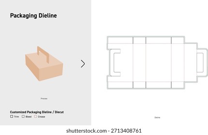 Mango de transporte Caja de embalaje Dieline Plantilla