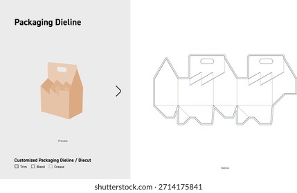 Mango de transporte Caja de embalaje Dieline