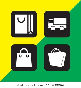 carry icon. 4 carry set with bag, deliver and shopping bag vector icons for web and mobile app