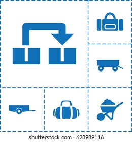 Carry icon. set of 6 carry filled icons such as barrow, construction, sport bag