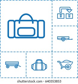 Carry icon. set of 6 carry outline icons such as barrow, wheelbarrow, sport bag