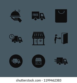carry icon. carry vector icons set free delivery, fast delivery truck, courier gives parcel and shopping bag