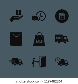 carry icon. carry vector icons set free delivery, hand parcel, fast delivery truck and shop