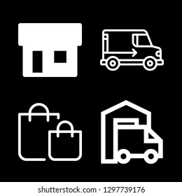 carry icons set with shopping bag, delivery truck and shop vector set