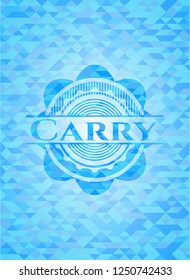 Carry light blue emblem with triangle mosaic background