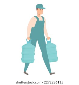 Carry man icon cartoon vector. Water service. Office door