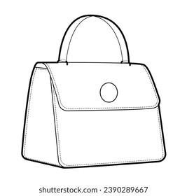 Carry Mini Bag silhouette bag. Fashion accessory technical illustration. Vector satchel front 3-4 view for Men, women, unisex style, flat handbag CAD mockup sketch outline isolated