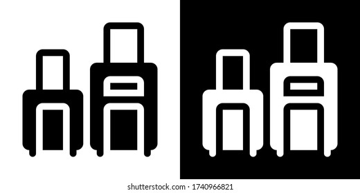 Carry on Luggage. Glyph Icon in White and Black Version.