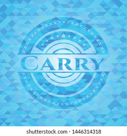 Carry sky blue emblem with mosaic ecological style background