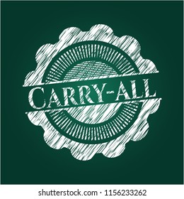 Carry-all chalkboard emblem on black board