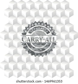 Carry-all grey emblem with geometric cube white background