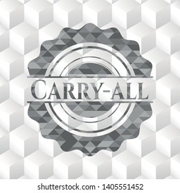 Carry-all grey emblem. Retro with geometric cube white background
