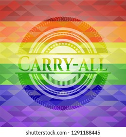 Carry-all on mosaic background with the colors of the LGBT flag