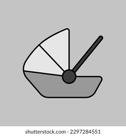 Carrycot baby vector isolated grayscale icon. Graph symbol for children and newborn babies web site and apps design, logo, app, UI