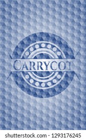 Carrycot blue hexagon badge.