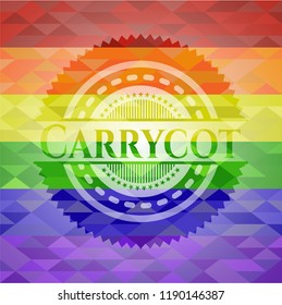 Carrycot on mosaic background with the colors of the LGBT flag
