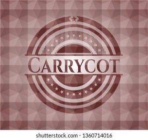 Carrycot red seamless badge with geometric background.