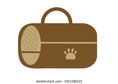 Carrying bag for small dogs or cats. Accessories for pets. Shop concept. Flat isolated vector illustration. Icons.