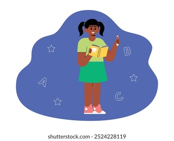 Carrying books and pencils to start back to school, vector illustration.