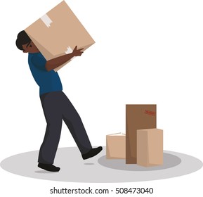 Carrying Boxes - Vector Illustration