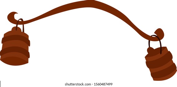 Carrying buckets, illustration, vector on white background.
