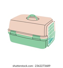 Cargando estuche, jaula, mascota. Accesorios para animales, suministros para juguetes para mascotas. Ilustración vectorial.