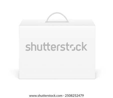 Carrying corrugated box case with rope handle mockup. Front view. Vector illustration isolated on white background. Ready and simple to use for your design. EPS10.	