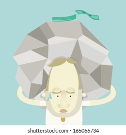  carrying stone debt on his back