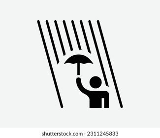 Carrying Umbrella Icon. Protection Rain Raining Season Weather Protect Insurance Shield Sign Symbol Black Artwork Graphic Illustration Clipart EPS Vector