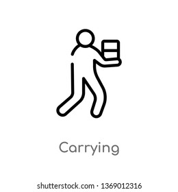 carrying vector line icon. Simple element illustration. carrying outline icon from humans concept. Can be used for web and mobile
