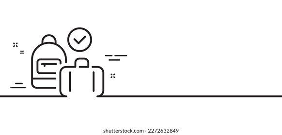Carry-on baggage line icon. Travel handbag sign. Allowed luggage bag symbol. Minimal line illustration background. Carry-on baggage line icon pattern banner. White web template concept. Vector