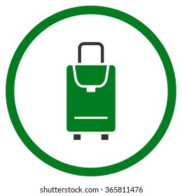 Carryon vector icon. Style is bicolor flat circled symbol, green and gray colors, rounded angles, white background.