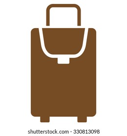 Carryon vector icon. Style is flat brown symbol, rounded angles, white background.