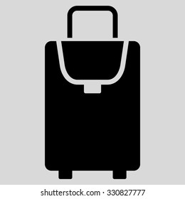 Carryon vector icon. Style is flat black symbol, rounded angles, light gray background.