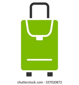 Carry-on vector icon. Style is flat bicolor eco green and gray symbol, rounded angles, white background.