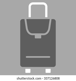 Carry-on vector icon. Style is flat bicolor dark gray and white symbol, rounded angles, silver background.