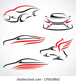 Cars abstract set. Vector 