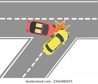 Cars Accident in turning junction car rear bumper broken Road, Street, Highway and Transportation.