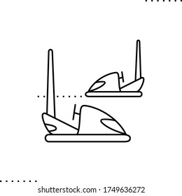 Cars in the amusement park vector icon in outlines