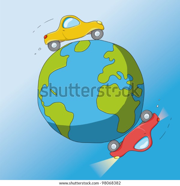 Cars around the\
world, vector\
illustration.
