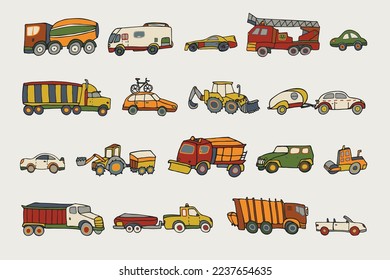Cars building vector illustrations set.