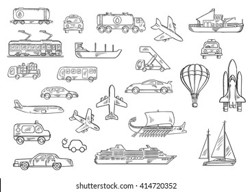 Cars Bus Taxi Ambulance Airplanes Electric Stock Vector (Royalty Free ...