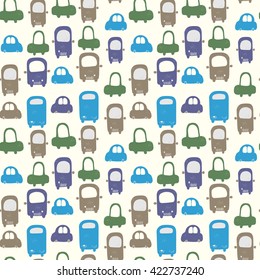  cars and buses on wheels/Seamless pattern