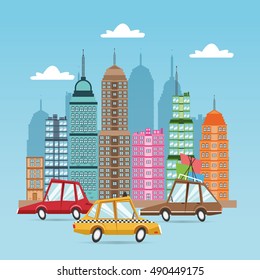 Cars cartoons icon set design