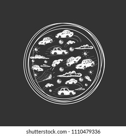 Cars, in a circle, icons set. Transport, transportation, vehicle concept. Vector illustration transportation,  game,  city,  artistic,  small,  bus  