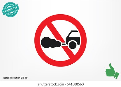 Cars circle of no smoking sign illustration EPS 10