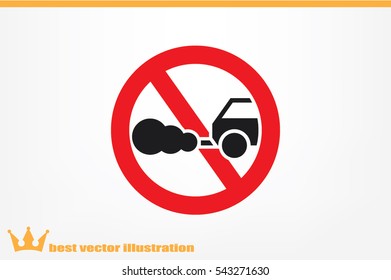 Cars circle of no smoking sign illustration EPS 10.