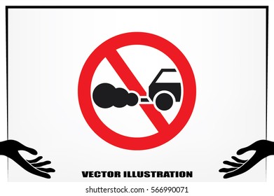Cars circle of no smoking sign illustration EPS 10.