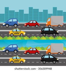 Cars in the city graphic design, vector illustration eps10