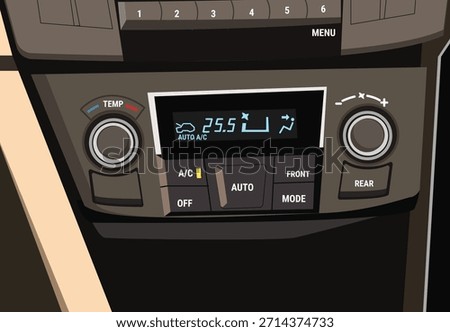 A cars climate control panel, displaying a temperature setting